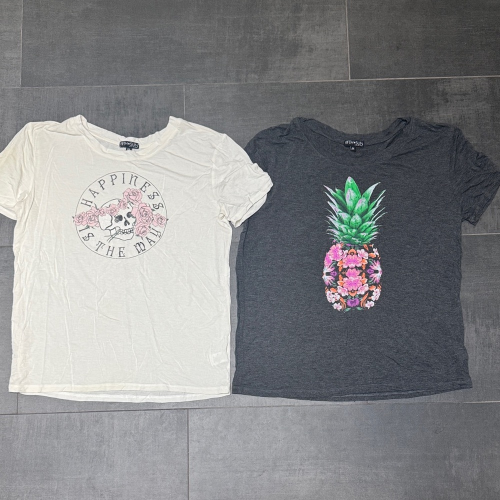 Fifth Sun Cream and Dark Gray Women’s Tees